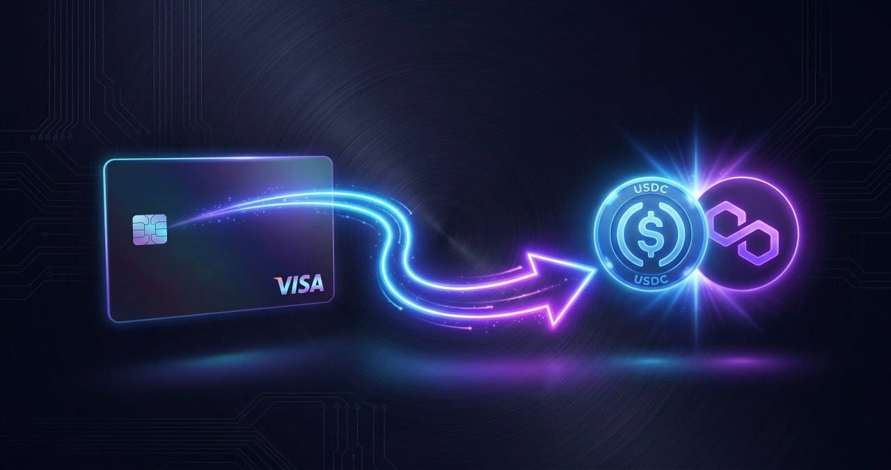 Card-to-crypto payment flow: customers pay by card, merchants receive USDC instantly